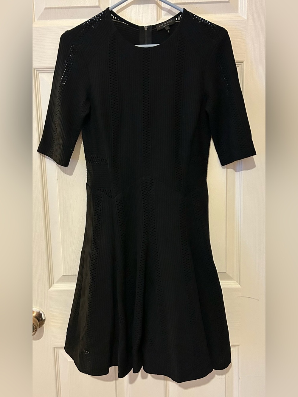 rag & bone Black Textured Fit-and-Flare Dress - size 4